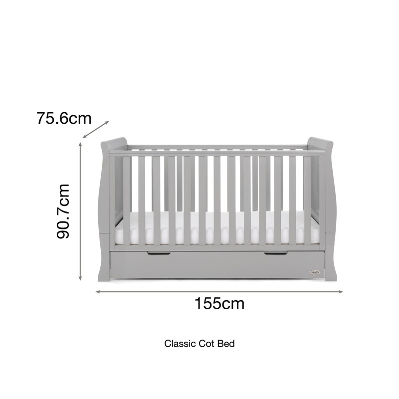 Obaby Stamford Classic Cot Bed- Warm Grey