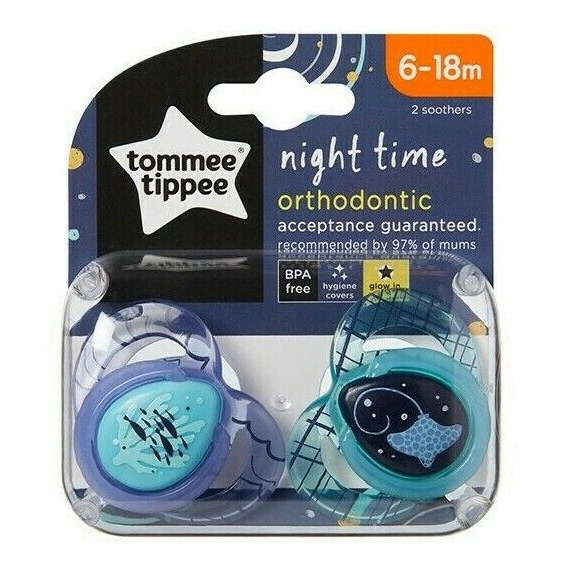 Tommee Tippee Night Time Soothers 6-18 Months - Pack of 2