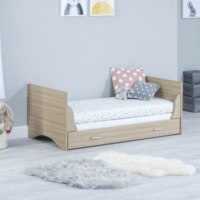 Babymore Veni Cot Bed With Drawer Oak White BabyMonitorsDirect