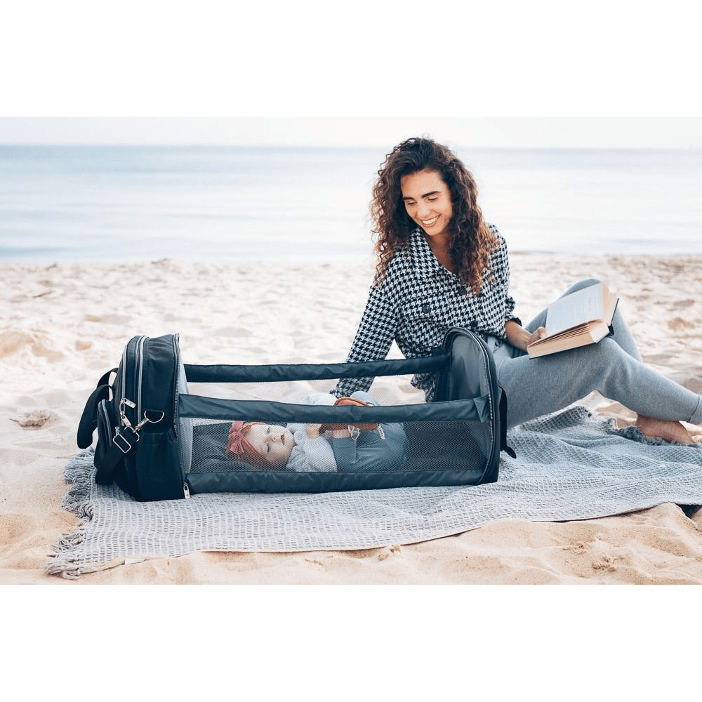 Bizzi Growin Pod Travel Changing Bag Black Travel Cot