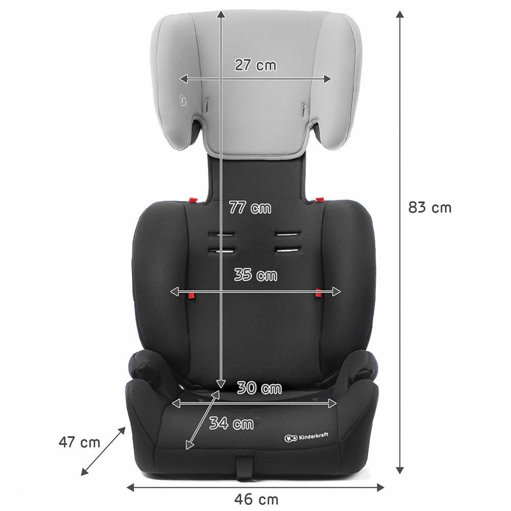 Kinderkraft Concept Group 1/2/3 Car Seat Black Grey Baby Travel
