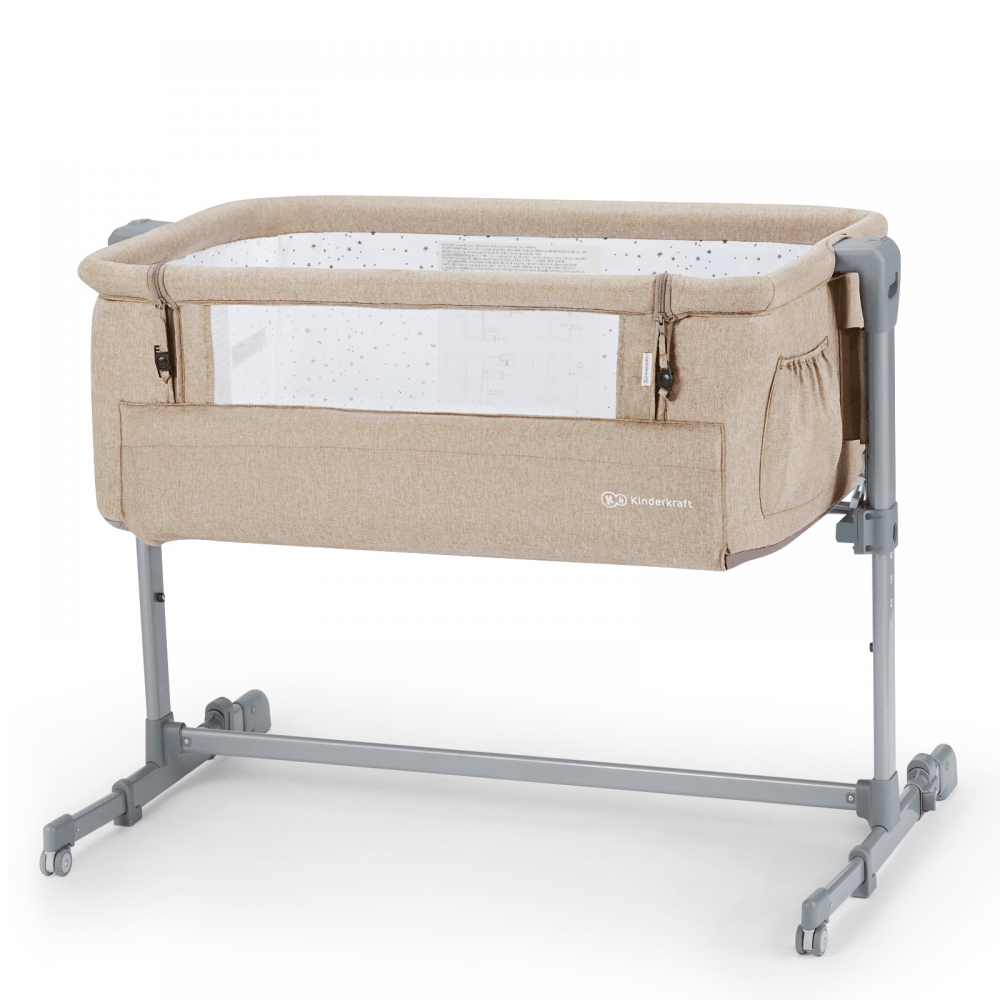 Kinderkraft Neste Up Bedside Crib Beige Cosleeper Cot Travel Cot