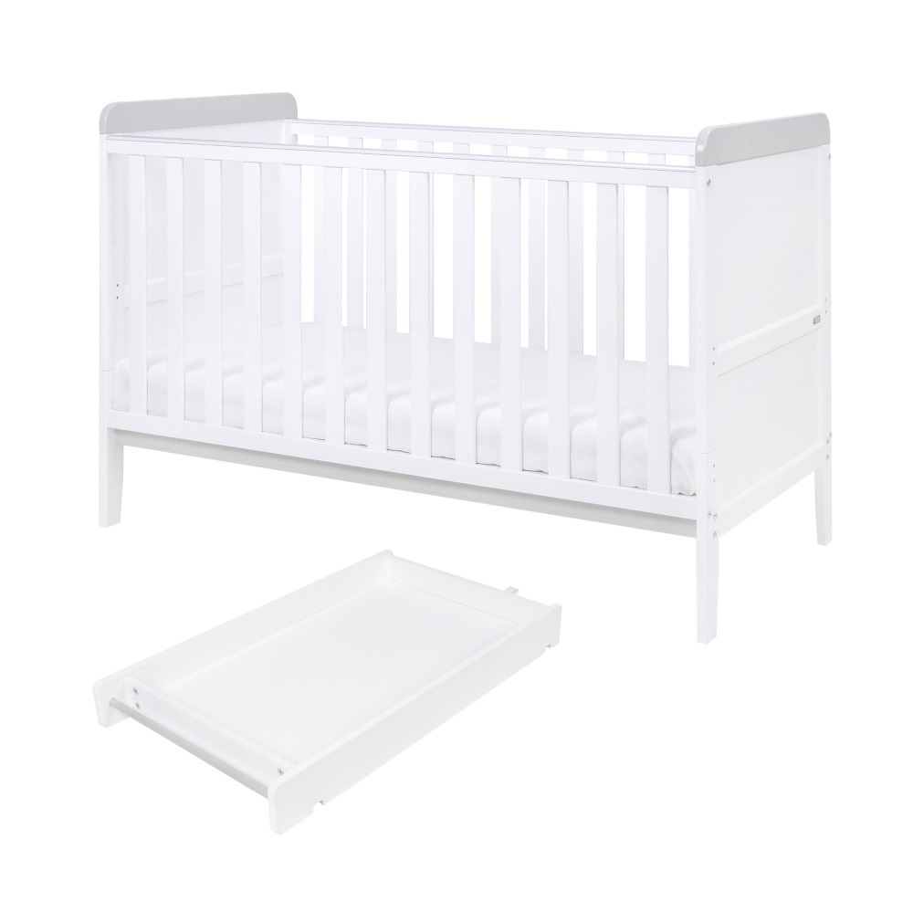 Tutti Bambini Rio Cot Bed Cot Top Changer Mattress White/Dove Grey