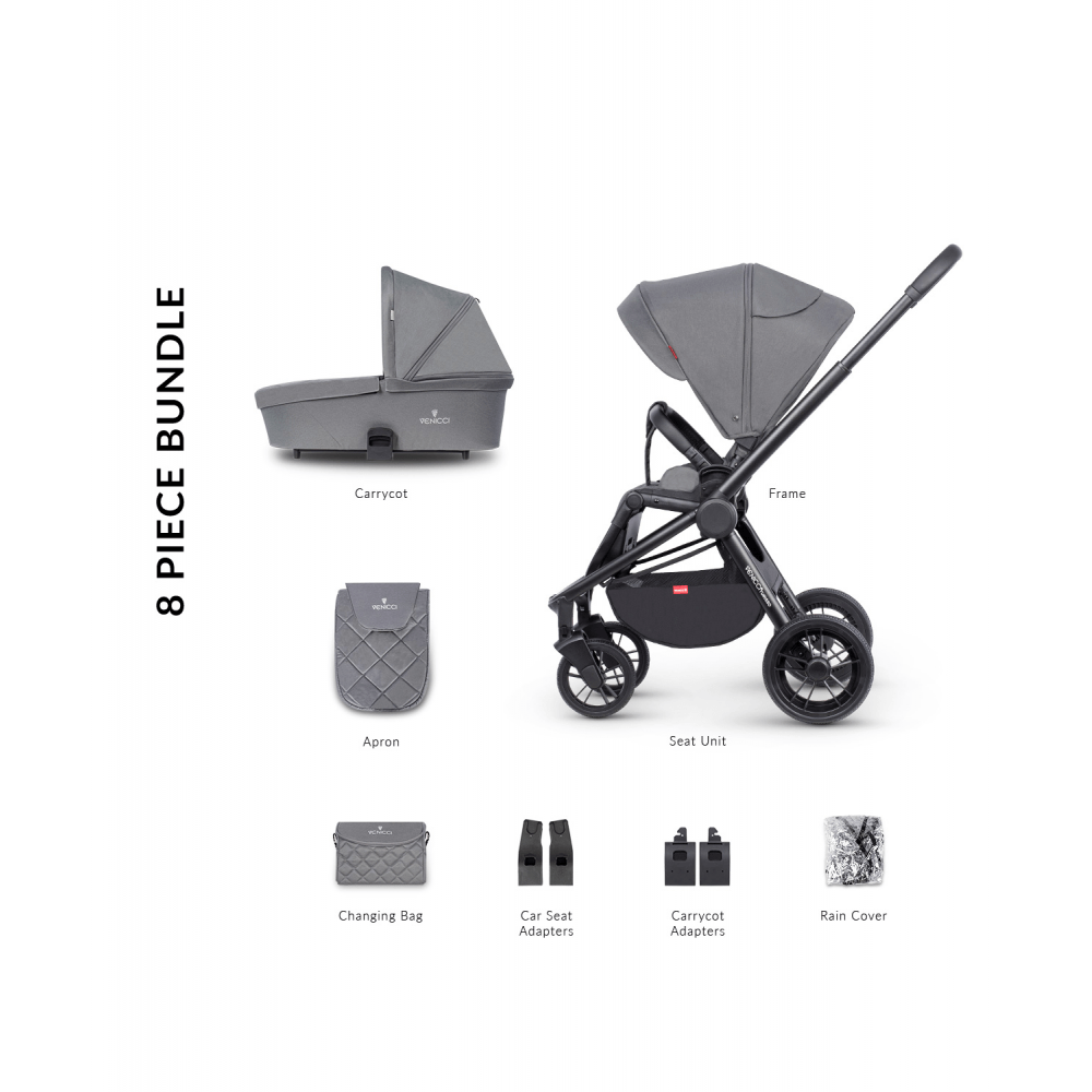 Venicci Turisso 3 in 1 Travel System Pram Pushchair Rock Grey
