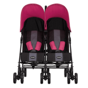 Obaby Apollo Twin Stroller - Black / Pink - Front
