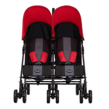 Obaby Apollo Twin Stroller - Black / Red - Front