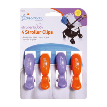 Dreambaby Strollerbuddy Stroller Clips - Purple & Orange - Package