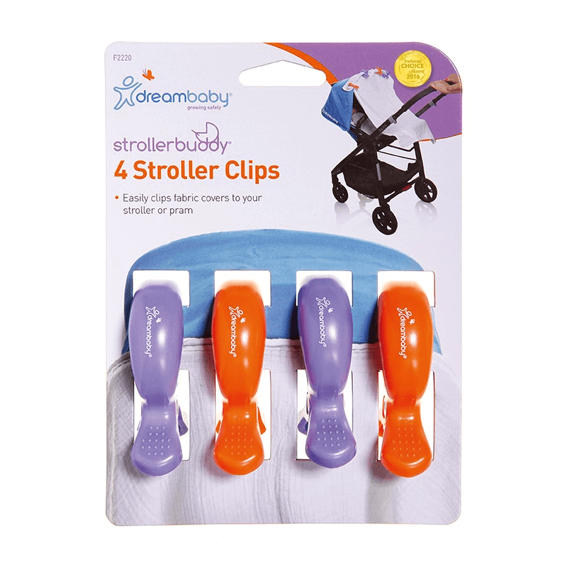 Dreambaby Strollerbuddy Stroller Clips - Purple & Orange