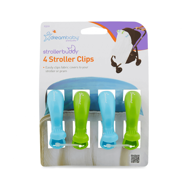 Dreambaby Strollerbuddy Stroller Clips - Blue & Green