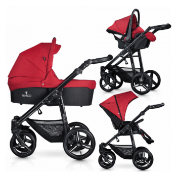 Venicci Soft 3-in-1 Travel System - Denim Red / Black