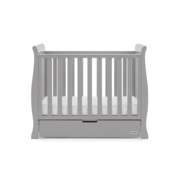 Obaby Stamford Space-Saver Sleigh Cot - Warm Grey - Height 1