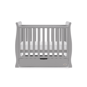 Obaby Stamford Space-Saver Sleigh Cot - Warm Grey - Height 2