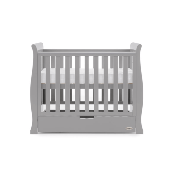 Obaby Stamford Space-Saver Sleigh Cot - Warm Grey - Height 3