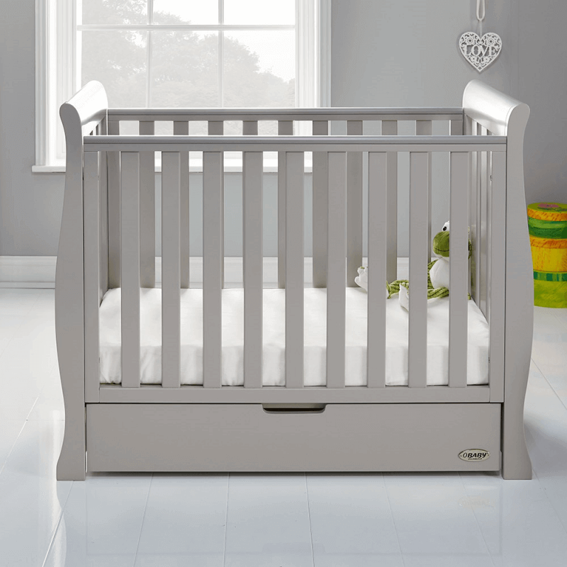 Obaby Stamford Space-Saver Sleigh Cot - Warm Grey