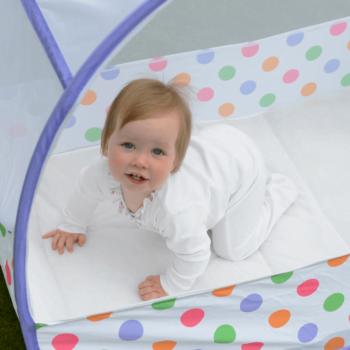 Koo-di Bubble Pop-Up Travel Cot - Pastel Polka - Lifestyle 2