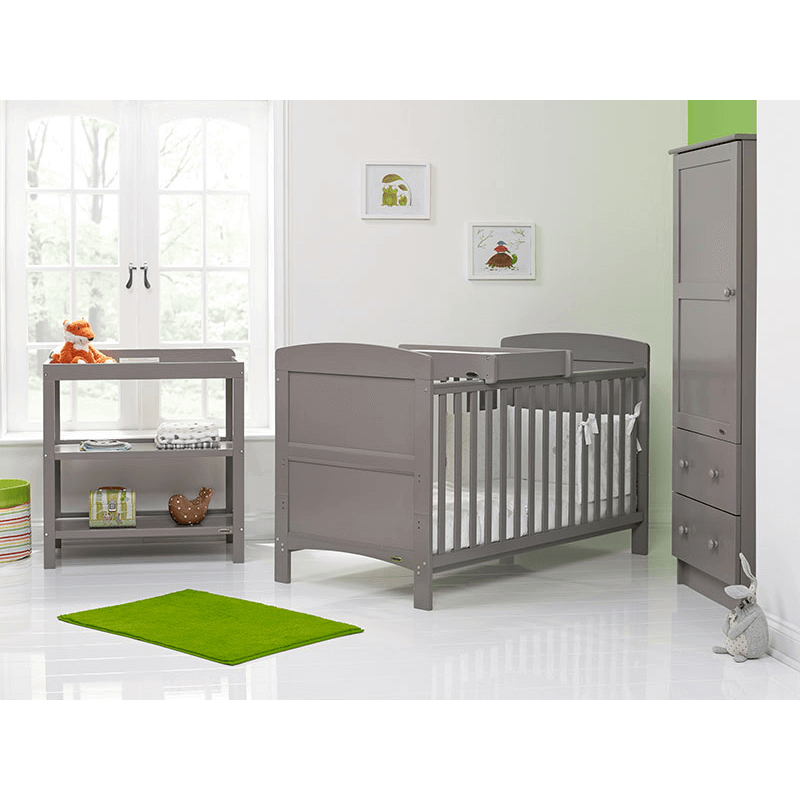 Obaby Grace Cot Bed & Mattress - Taupe Grey