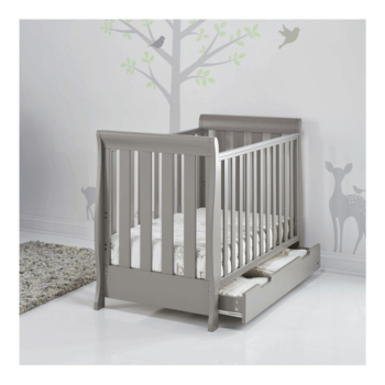 Obaby Stamford Mini Sleigh Cot Bed - Taupe Grey - Lifestyle