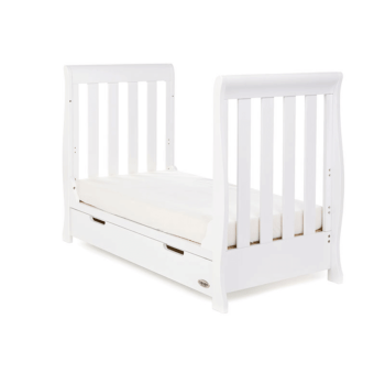 Obaby Stamford Mini Sleigh Cot Bed - White - Junior Bed