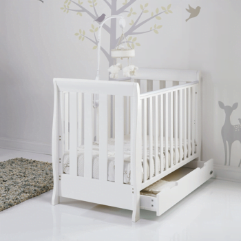 Obaby Stamford Mini Sleigh Cot Bed - White - Lifestyle 2