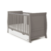 Obaby Stamford Classic Sleigh Cot Bed - Taupe Grey / White
