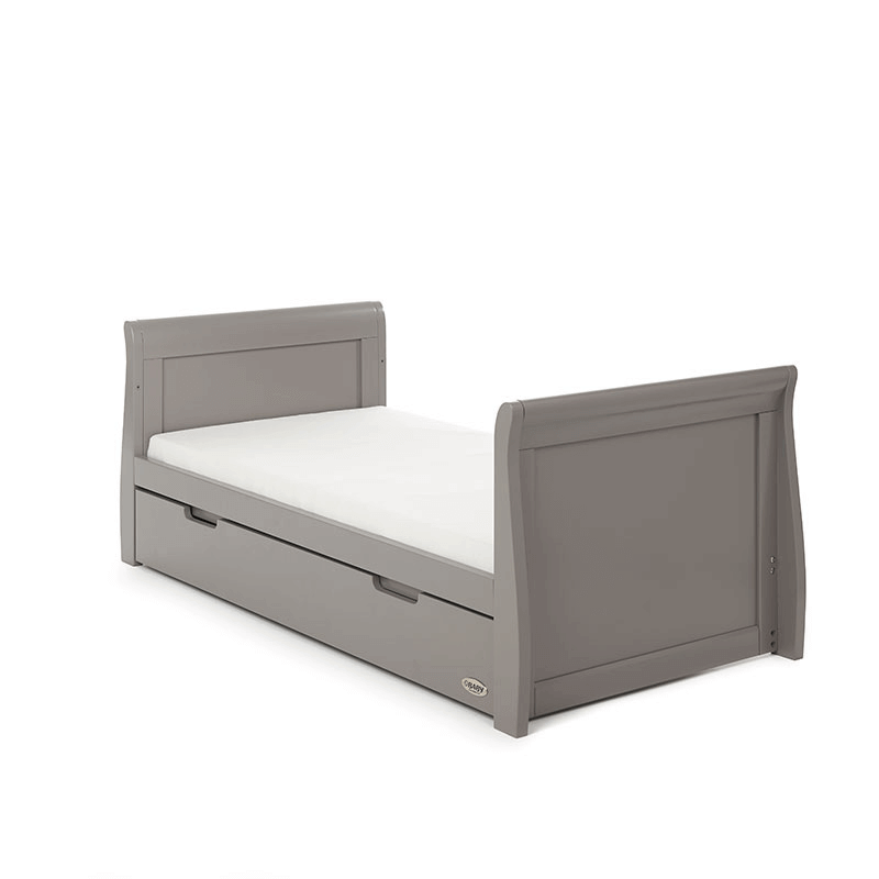 Obaby Stamford Classic Sleigh Cot Bed Adjustable Base Taupe Grey