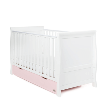 Obaby Stamford Classic Sleigh Cot Bed - White / Eton Mess