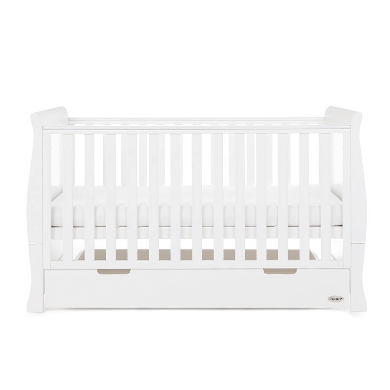 Obaby Stamford Classic Sleigh Cot Bed - White - Side Alt