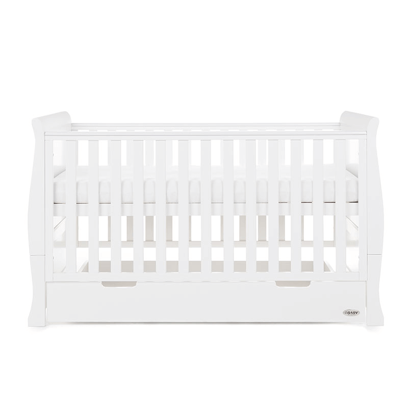 Obaby Stamford Classic Sleigh Cot Bed - White - Side