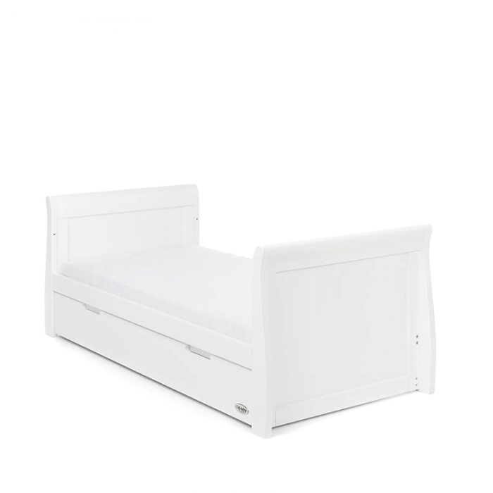 Obaby Stamford Classic Sleigh Cot Bed - White - Toddler Bed