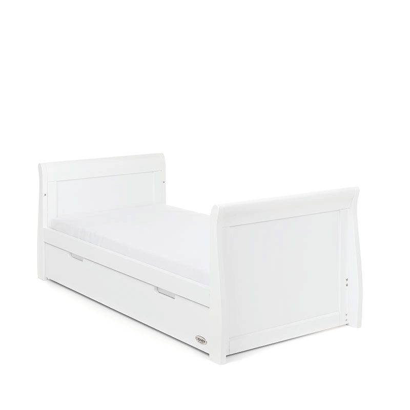 Obaby Stamford Classic Sleigh Cot Bed - White - Toddler Bed