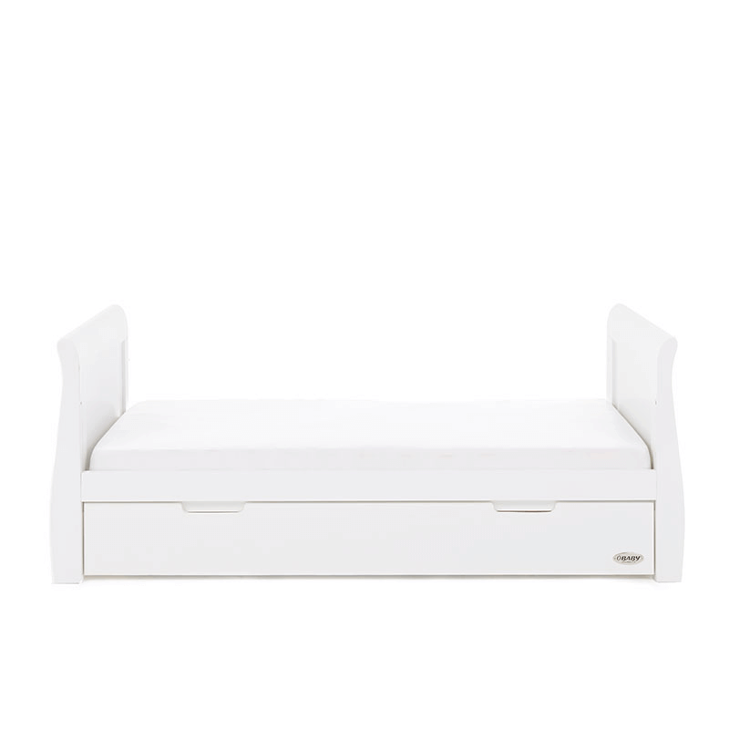 Obaby Stamford Classic Sleigh Cot Bed - White - Toddler Bed Side