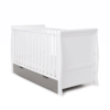 Obaby Stamford Classic Sleigh Cot Bed - White / Taupe Grey