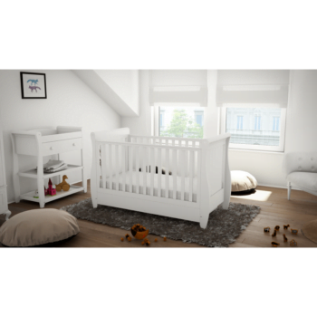 Babymore Sleigh Changer - White + Stella cot 1