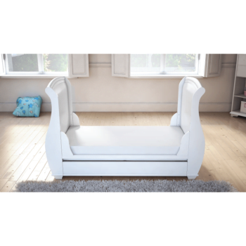 Bel Sleigh Dropside Cot Bed with Drawer - White 13