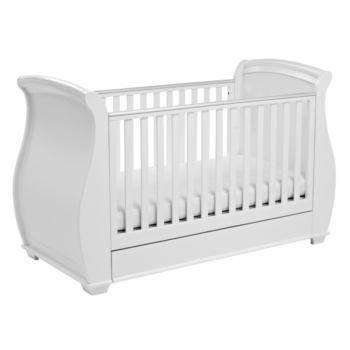 Bel Sleigh Dropside Cot Bed with Drawer - White 3