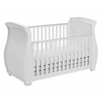 Bel Sleigh Dropside Cot Bed with Drawer - White 4