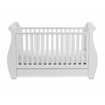 Bel Sleigh Dropside Cot Bed with Drawer - White 5