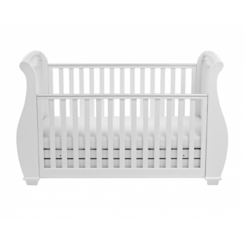 Bel Sleigh Dropside Cot Bed with Drawer - White 6