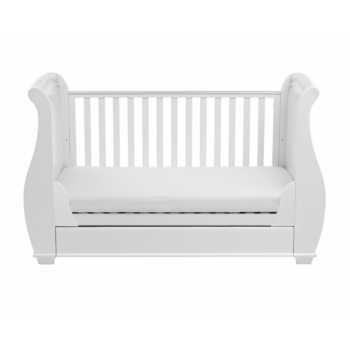 Bel Sleigh Dropside Cot Bed with Drawer - White 7