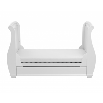 Bel Sleigh Dropside Cot Bed with Drawer - White 8