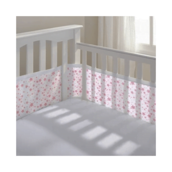 BreathableBaby Four-Sided Mesh Cot Liner - Twinkle Pink Design