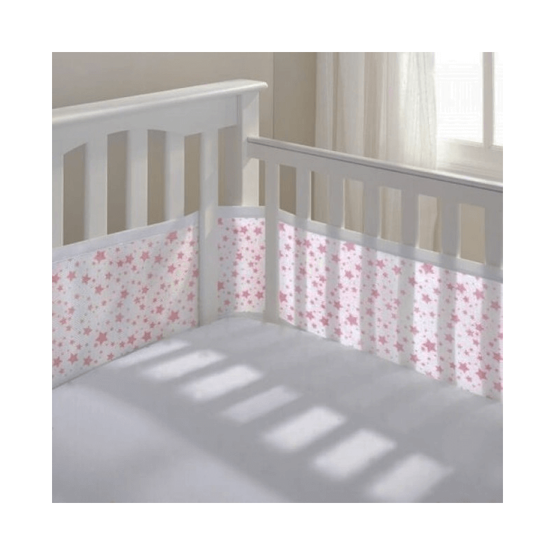 BreathableBaby Four-Sided Mesh Cot Liner - Twinkle Pink