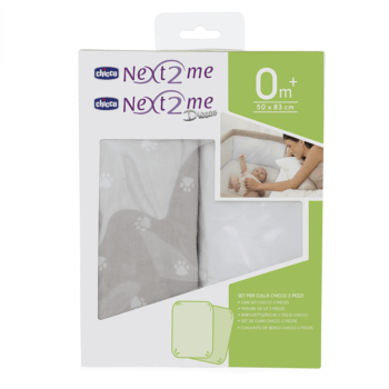 Chicco Next2Me Crib Set of 2 Fitted Sheets - Silver-Dove Grey Pack