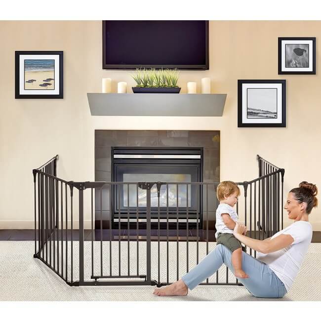 Dreambaby 3-in-1 Playpen Baby Gate & Fire Guard Converta Charcoal W380cm H74cm
