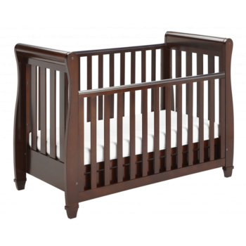 Eva Sleigh Dropside Cot Bed with Drawer - Brown-2