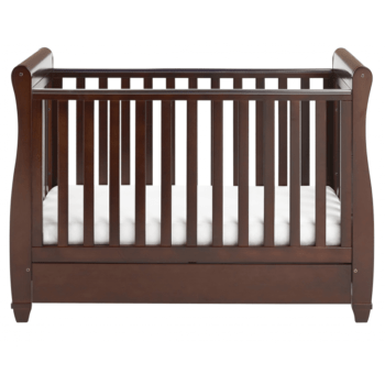 Eva Sleigh Dropside Cot Bed with Drawer - Brown-3