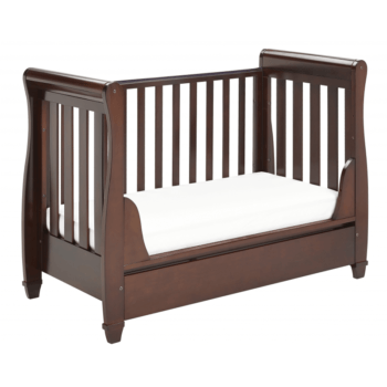 Eva Sleigh Dropside Cot Bed with Drawer - Brown-5