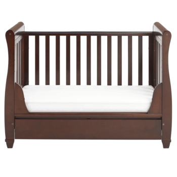 Eva Sleigh Dropside Cot Bed with Drawer - Brown-6