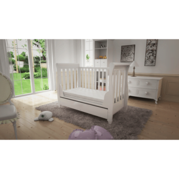 Eva Sleigh Dropside Cot Bed with Drawer - White (2)