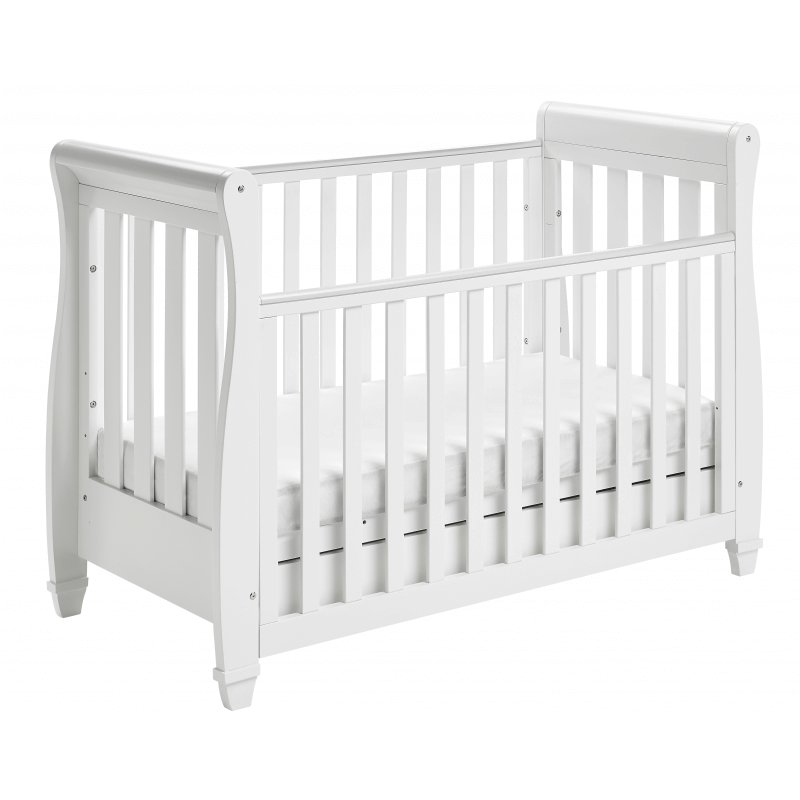 Photos - Cot Babymore Eva Sleigh Dropside  Bed with Drawer - White DSR10577 